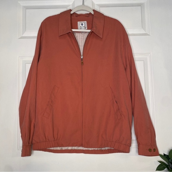 Peter Millar Salmon Pink Colored Full Zip Bomber Jacket Size Large